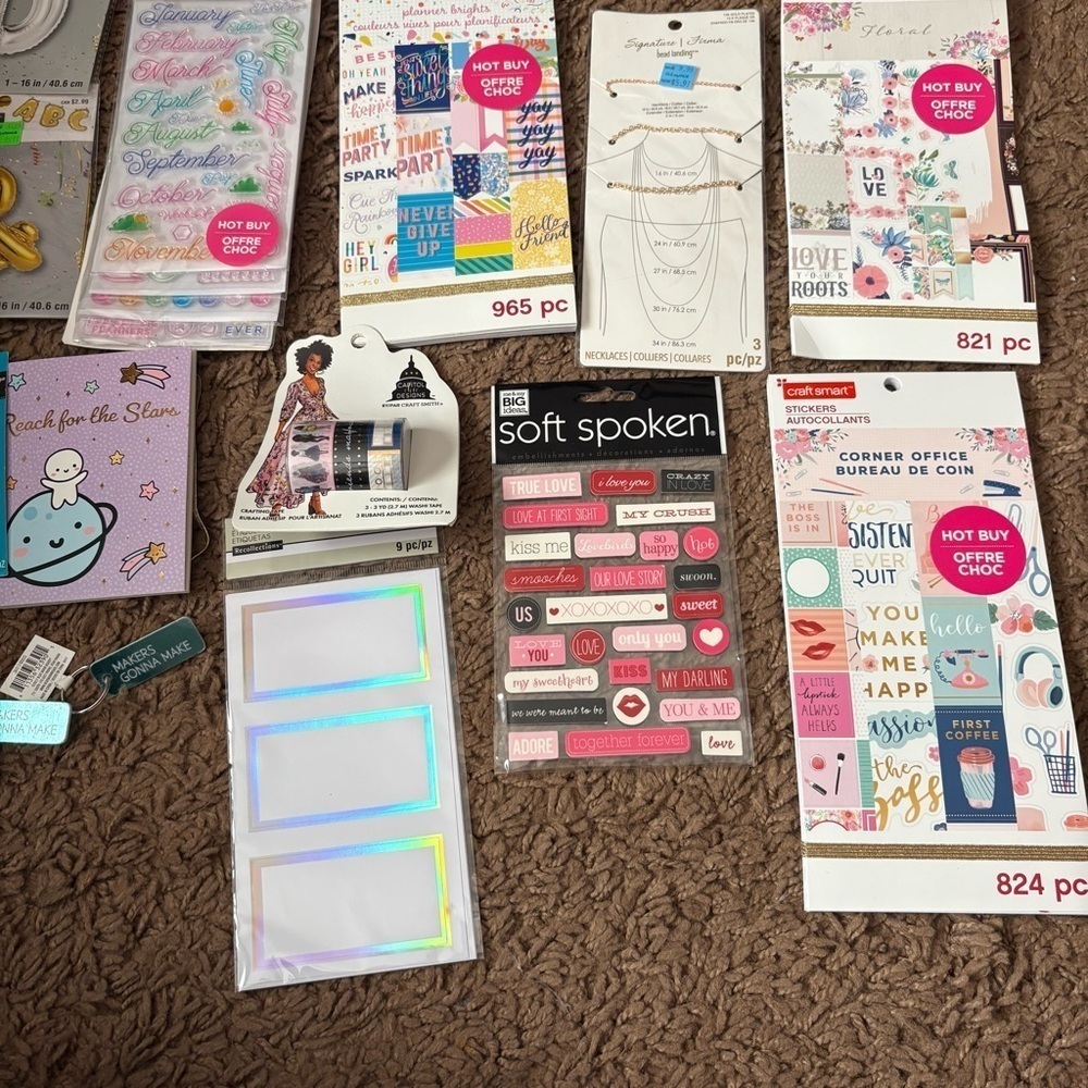 Assorted Craft Sticker Set Bundle NEW Balloons Sewing Needles  Keychain - Picture 4 of 4